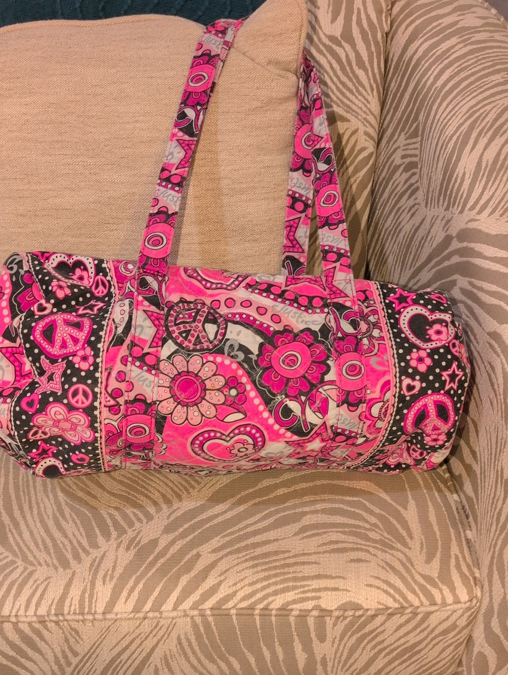 Pink Patterned Quilted Barrel Shoulder Bag  With Sequins By Justice